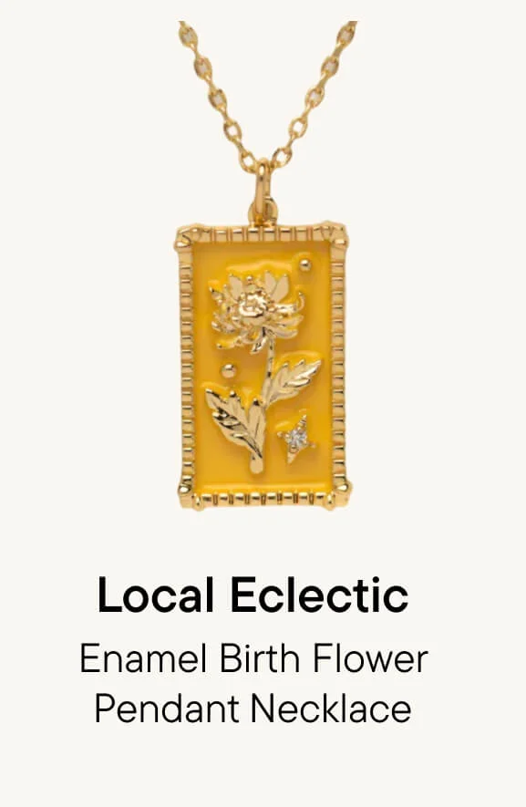Enamel Birth Flower Pendant Necklace
