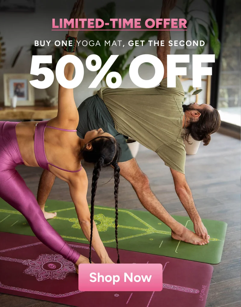 Limited-time offer. Buy one Yoga Mat, get the second 50% off