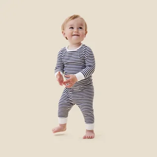 Navy Stripe Ribbed Pajama Set