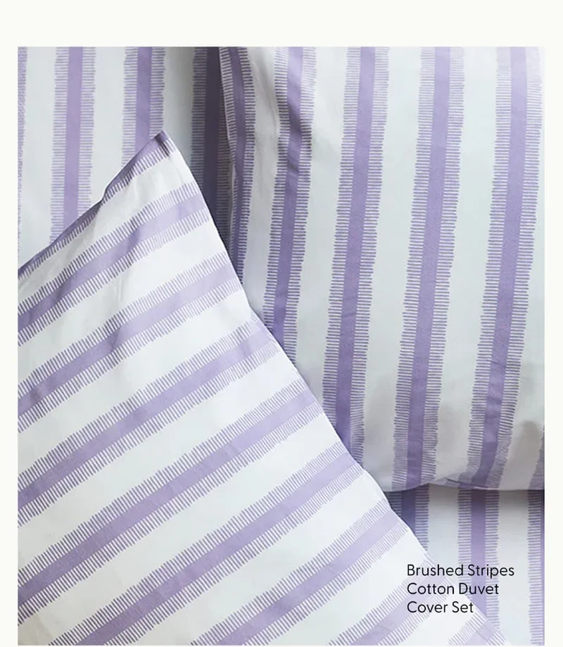 Feathered Stripes Brushed Cotton Duvet Cover Set