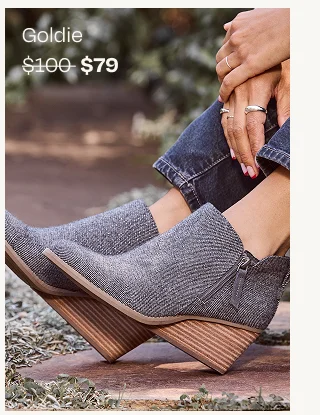 Goldie Grey Shimmer Twill Wedge Boot - Image