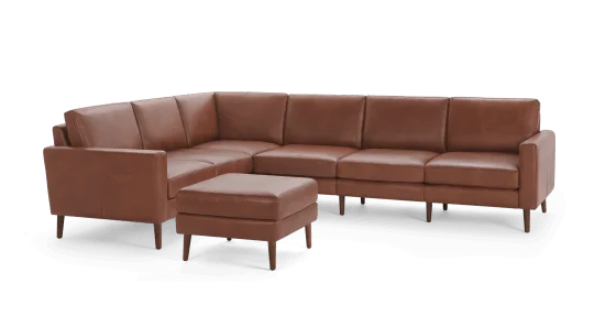 Block Nomad Leather 6-Seat Corner Sectional with Ottoman