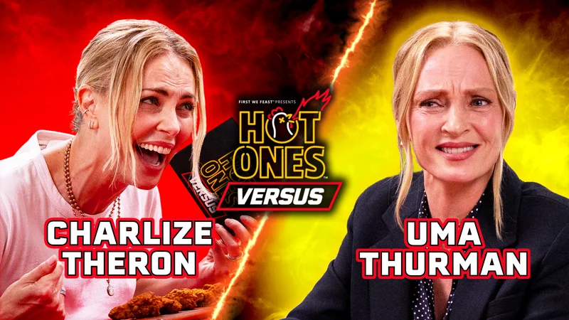 Charlize Theron and Uma Thurman on Hot Ones Versus