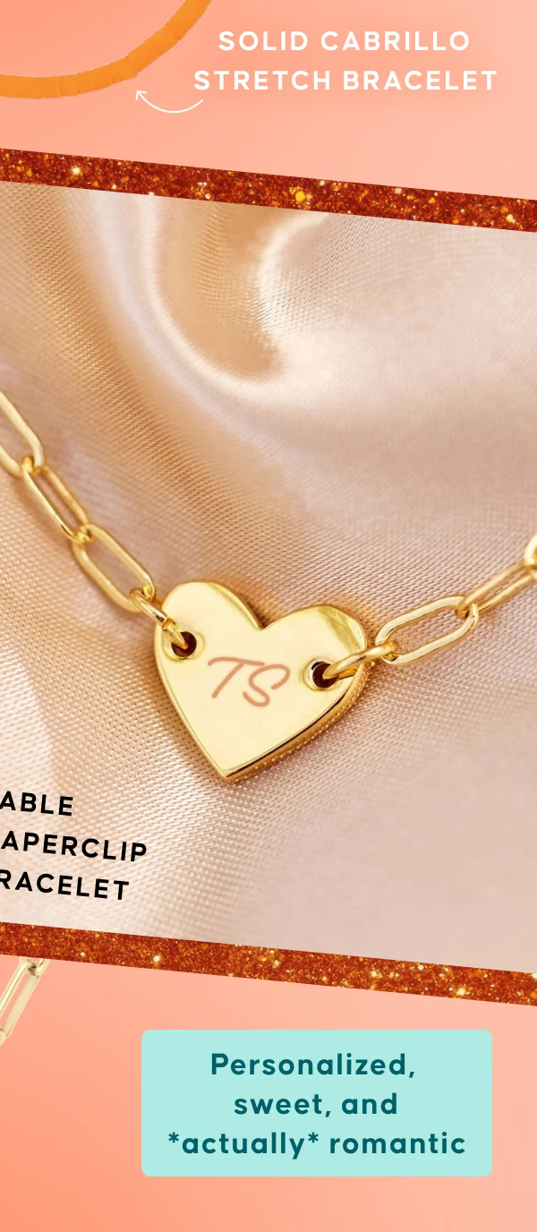 Engravable Heart Paperclip Chain Bracelet