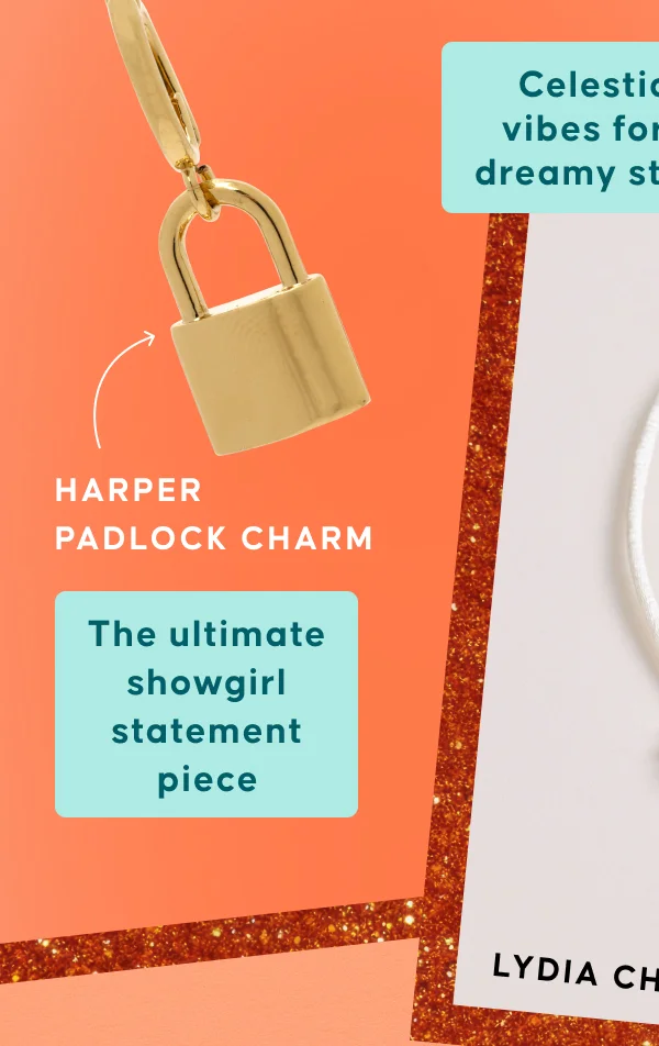 Harper Padlock Charm. The ultimate showgirl statement piece.