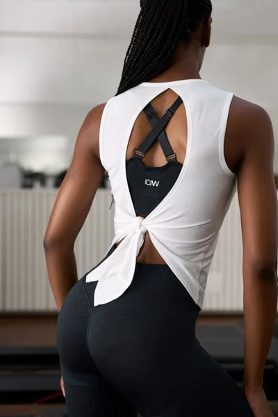 Image of Empowering Open Back Tank White Wmn