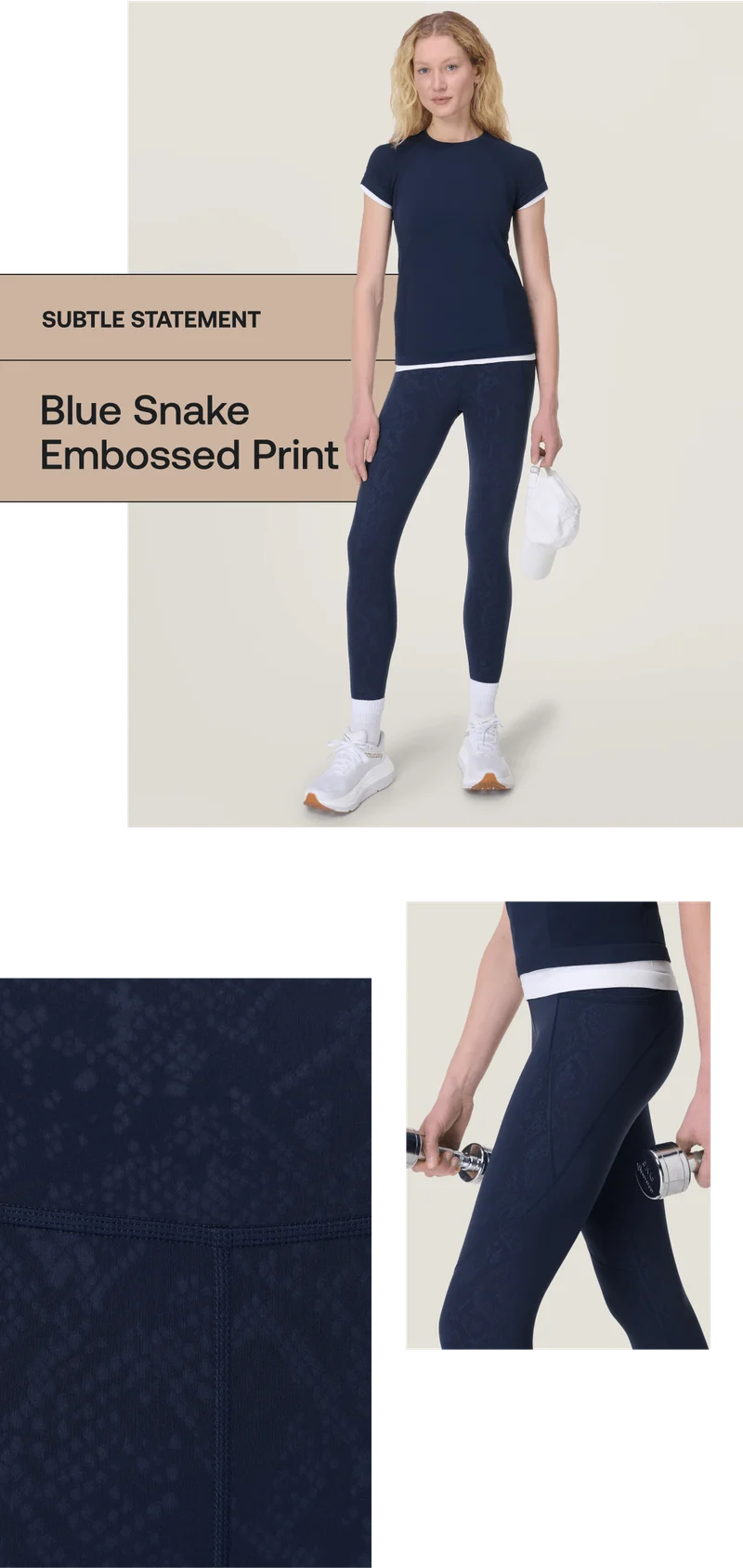 BLUE SNAKE EMBOSSED PRINT LEGGINGS