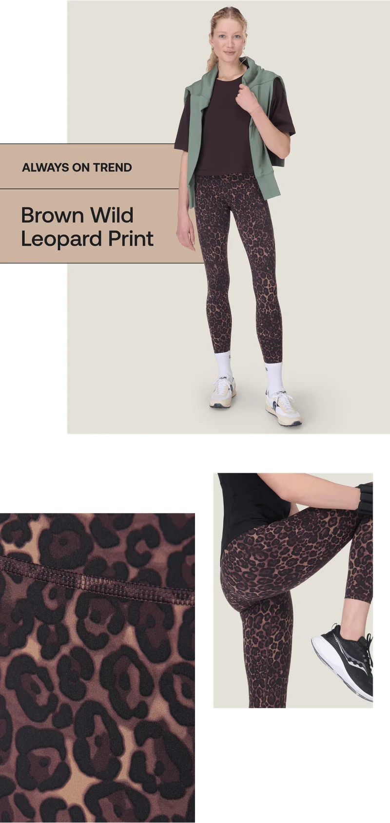 BROWN WILD LEOPARD PRINT LEGGINGS