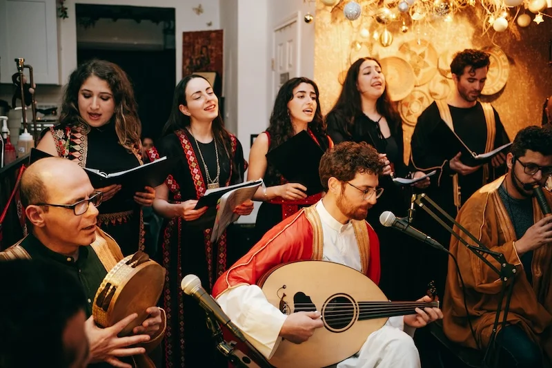 A group of singers and musicians performing