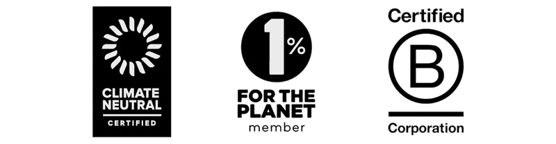 Climate Neutral, 1% For the Planet, Certified B Corp