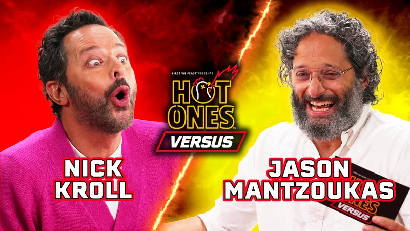 Nick Kroll and Jason Mantzoukas on Hot Ones Versus.