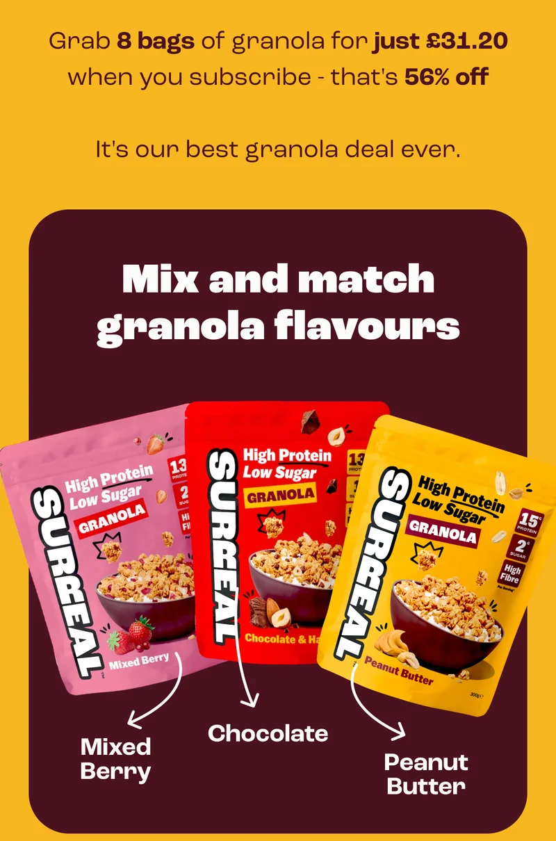 Grab 8 bags of granola for just £31.20 when you subscribe - that's 56% off  It's our best granola deal ever.