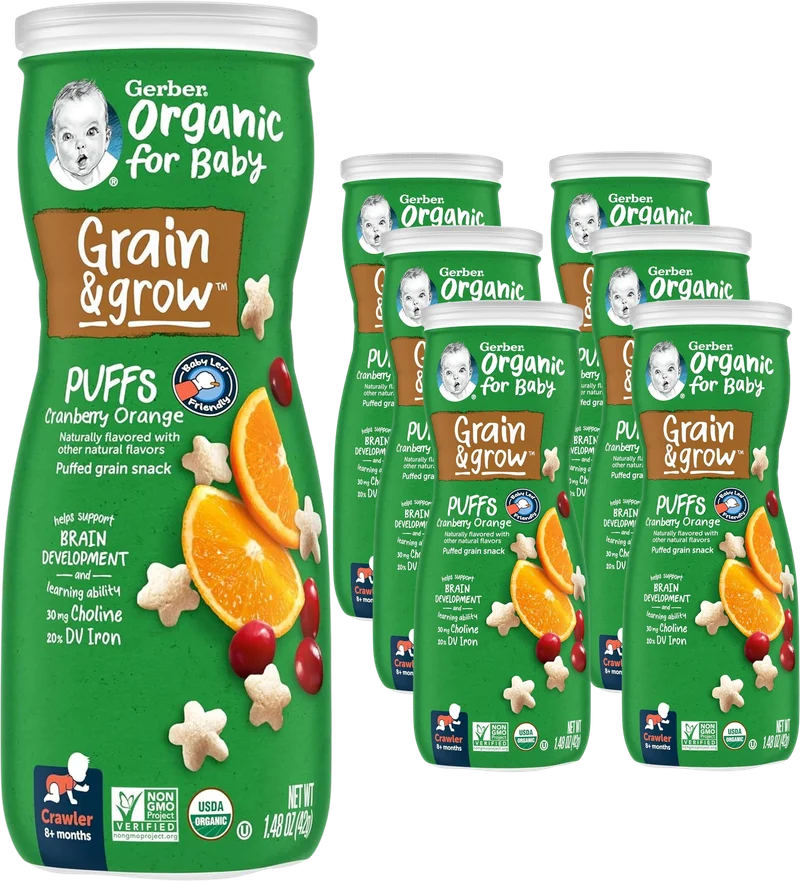 Image of Gerber Organic Puffs - Cranberry Orange (6 Pack)