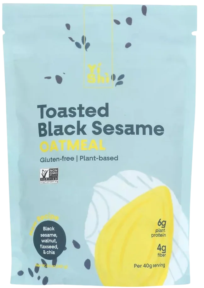 Image of Yishi Foods Toasted Black Sesame Oatmeal Pouch