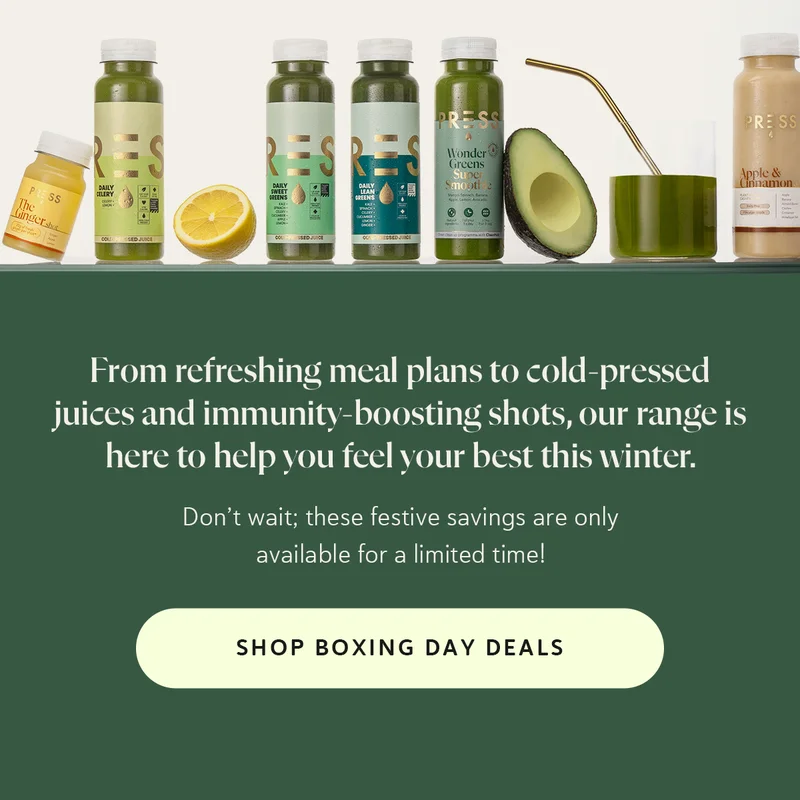From refreshing meal plans to cold-pressed juices and immunity-boosting shots, our range is here to help you feel your best this winter.  Don’t wait; these festive savings are only available for a limited time!