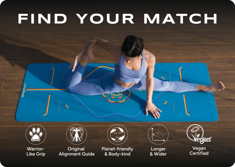 Find your MATch. Warrior-Like Grip; Original Alignment Guide; Planet-Friendly & Body-Kind; Longer & Wider ;Vegan-Certified