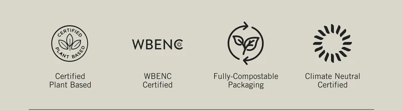 Certified Plant Based. WBE NC Certified. Fully-Compostable Packaging. Climate Neutral Certified.