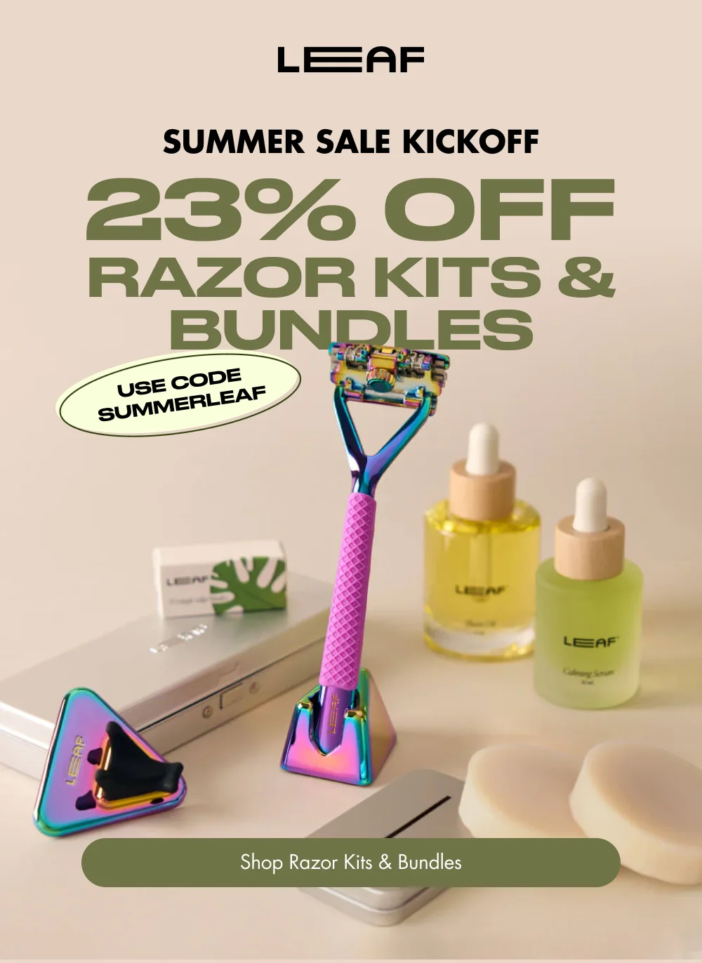 23% off razor kits & bundles with code summerleaf