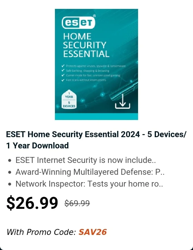 ESET Home Security Essential 2024 - 5 Devices/ 1 Year Download