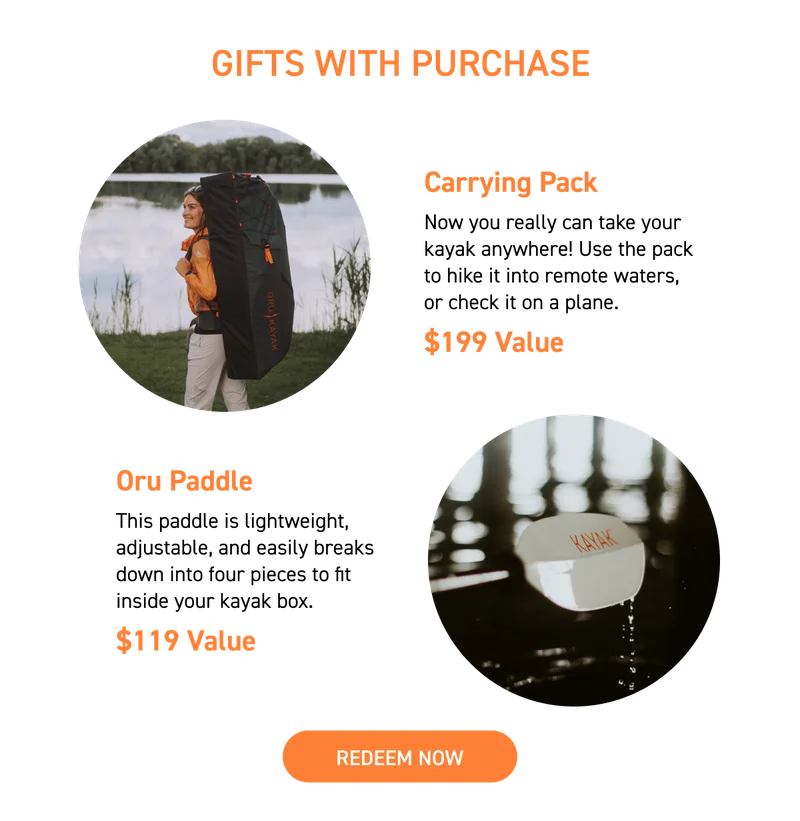 New Deal of the Week! Get a FREE paddle + carrying pack ($318 value) with any kayak purchase! New Deal of the Week! Get a FREE paddle + carrying pack ($318 value) with any kayak purchase!