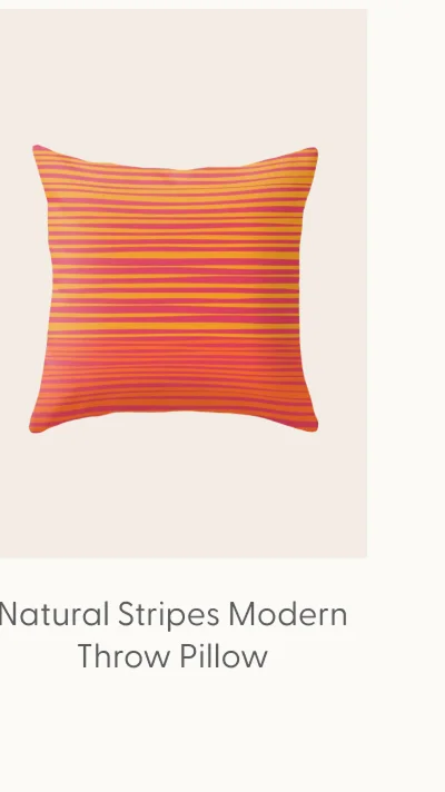 Natural Stripes Modern Minimalist Colour Block Pattern Magenta Orange Mustard Ochre Throw Pillow