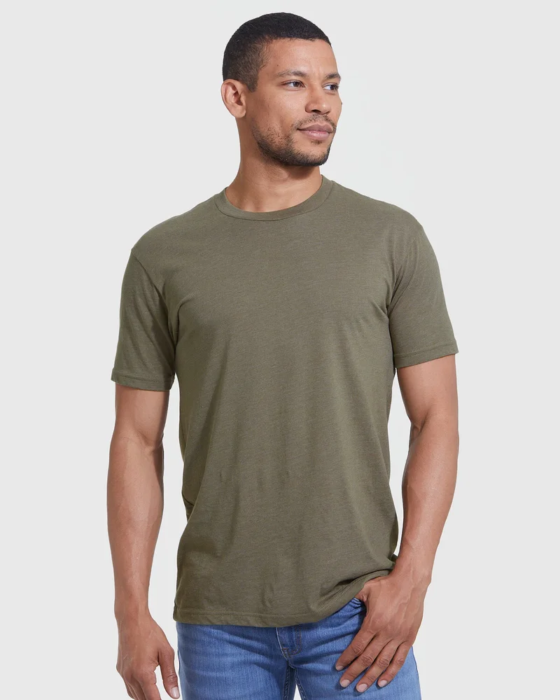 Image of Heather Military Green Classic Crew Neck