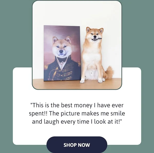 "This is the best money I have ever spent!! The picture makes me smile and laugh every time I look at it!"