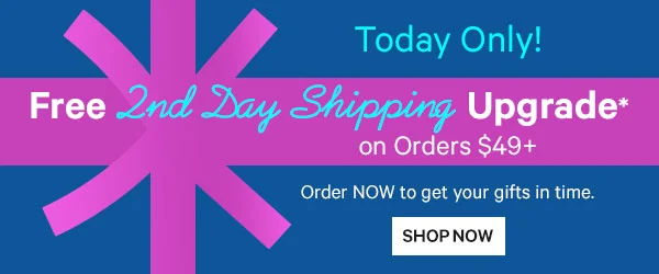 TODAY ONLY! Free 2nd Day Shipping Upgrade* on Orders $49+ Order NOW to get Christmas gifts in time.