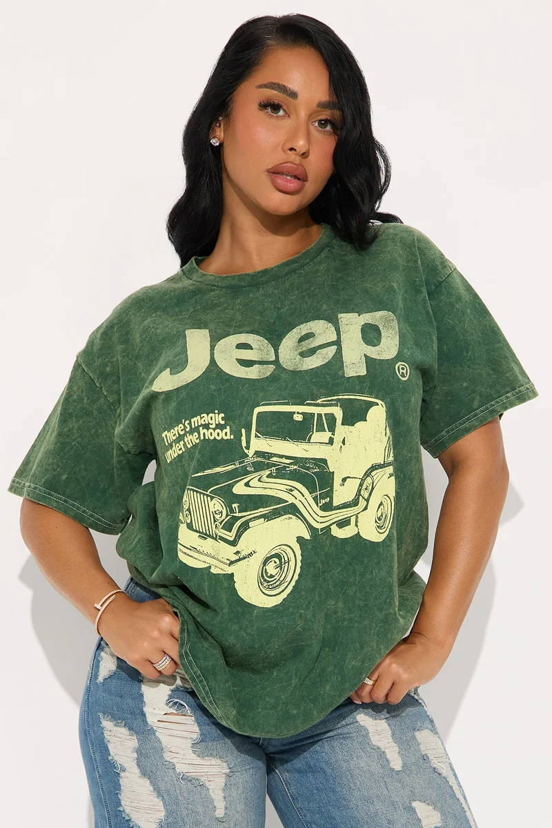 Image of Jeep Magic Under The Hood Washed Tee - Dark Olive