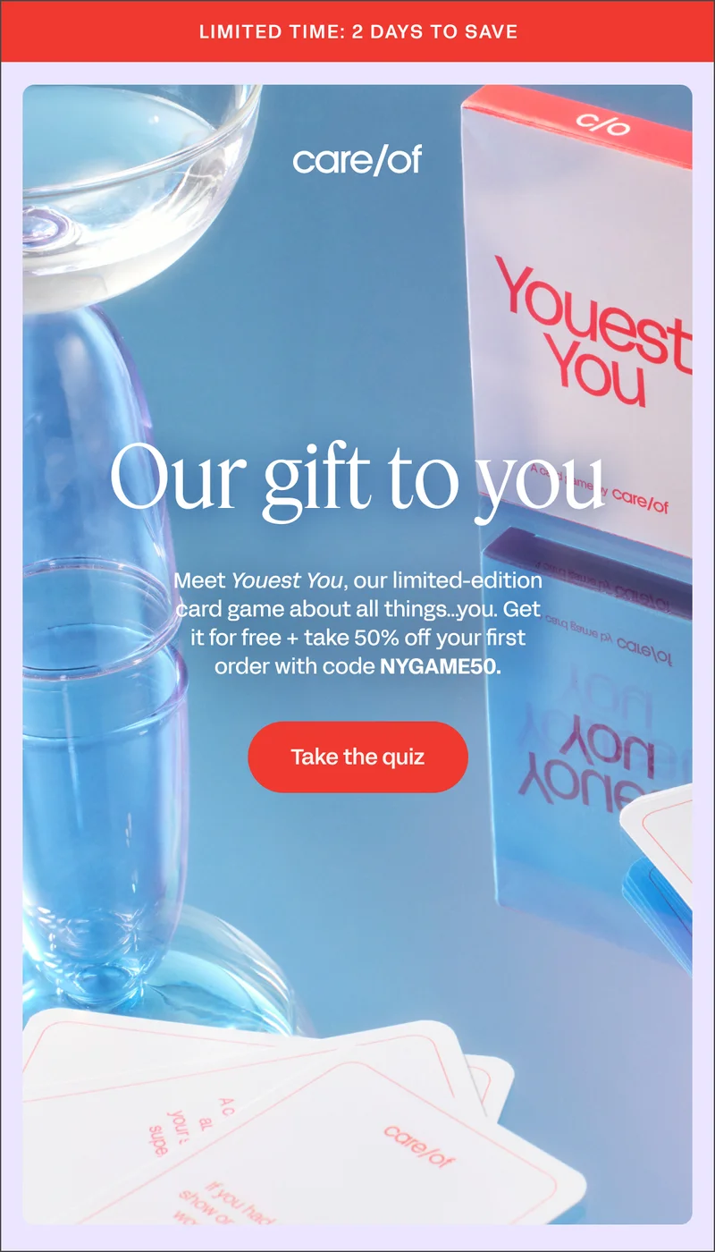 50% off plus free gift with purcahse