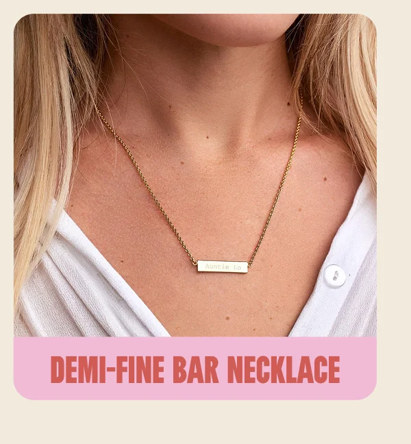 Demi-Fine Engravable Bar Necklace
