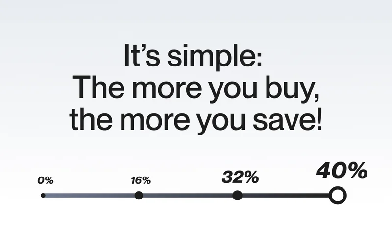 Description on how the offer works: the more you add, the more you save.