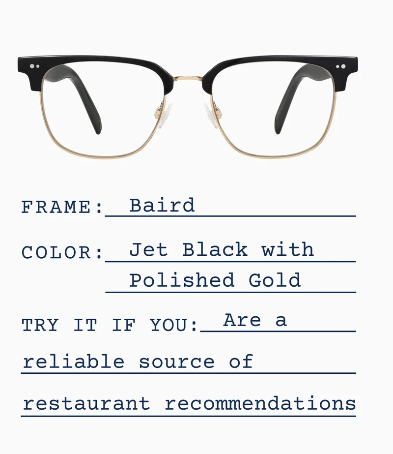 Baird in Jet Black with Polished Gold
