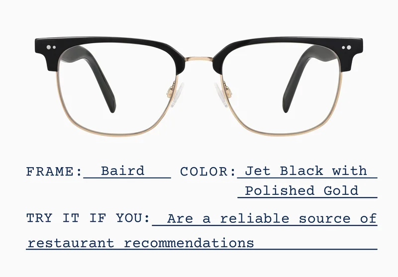 Baird in Jet Black with Polished Gold