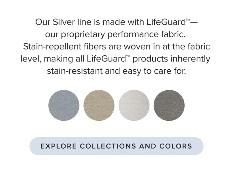 Stain-repellent fibers are woven in at the fabric level, making all LifeGuard™ products inherently stain-resistant and easy to care for.