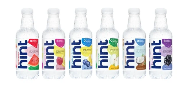 Lineup of still Hint bottles