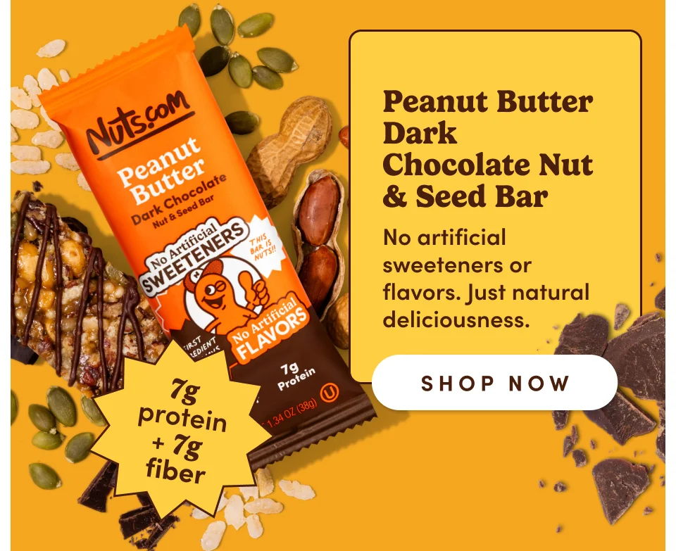Peanut Butter Dark Chocolate Nut & Seed Bar | No artificial sweeteners or flavors. Just natural deliciousness; Shop now