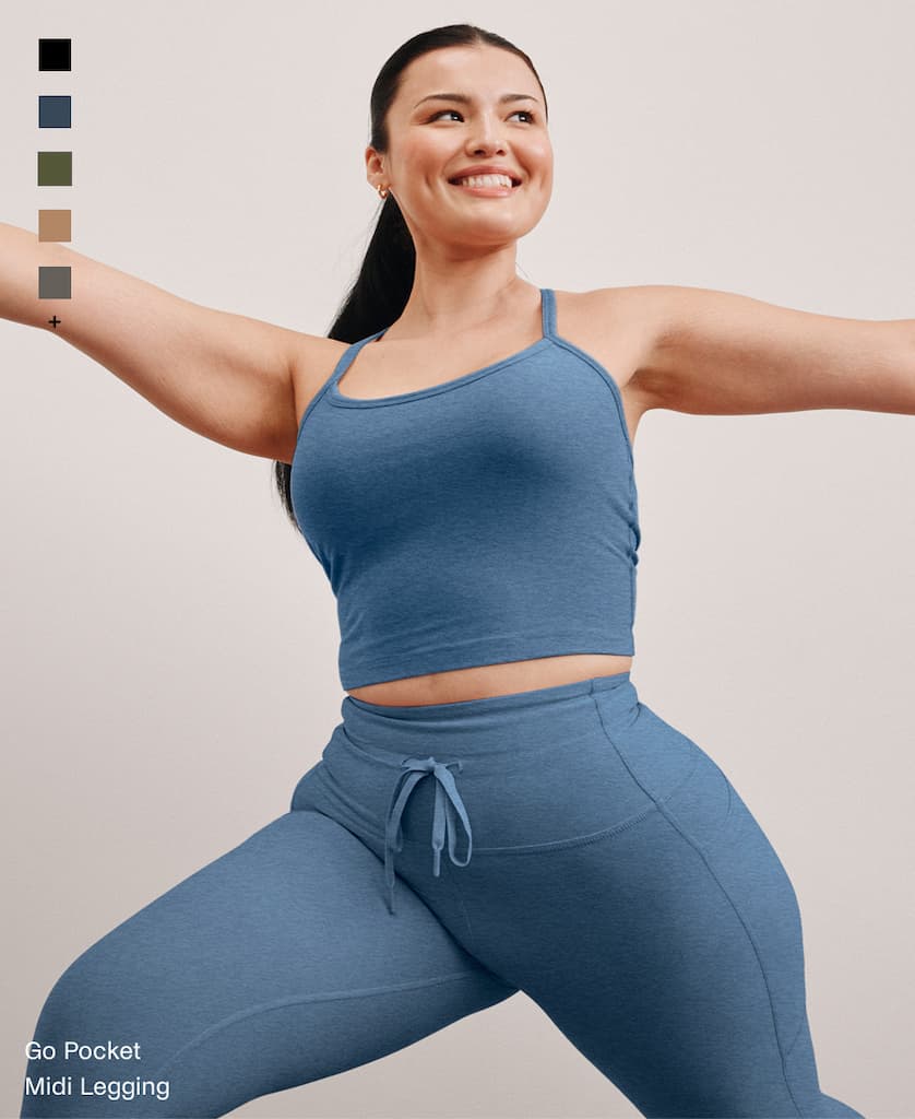 Spacedye Go Pocket Midi Legging in Washed Denim