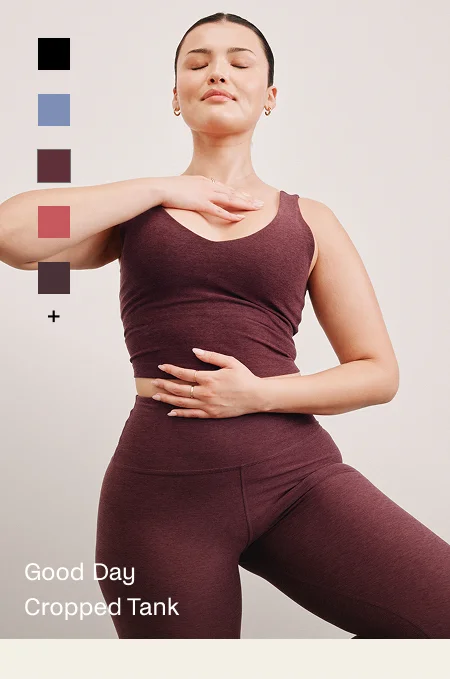 Spacedye Good Day Cropped Tank in Midnight Burgundy Heather