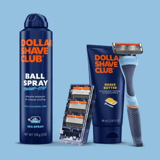 The Baller Starter Set bundle - Diamond Grip Handle, Signature 6-Blade razor, Shave Butter and Ball Spray