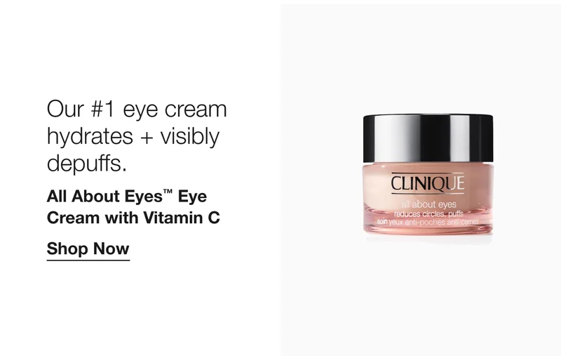 Our #1 eye cream hydrates + visibly depuffs. All About Eyes™ Eye Cream with Vitamin C Shop Now