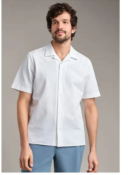 Commuter® Seersucker Camp Collar Shirt - Classic
