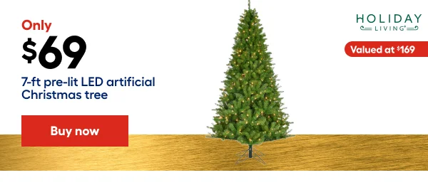Only $69. 7-ft pre-lit LED artificial Christmas tree. HOLIDAY LIVING valued at $169.