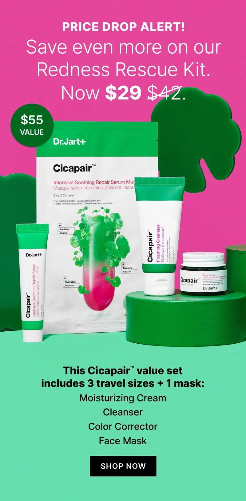 Calling all sensitive skin types. Get 3 free Cicapair full sizes with orders $65+.