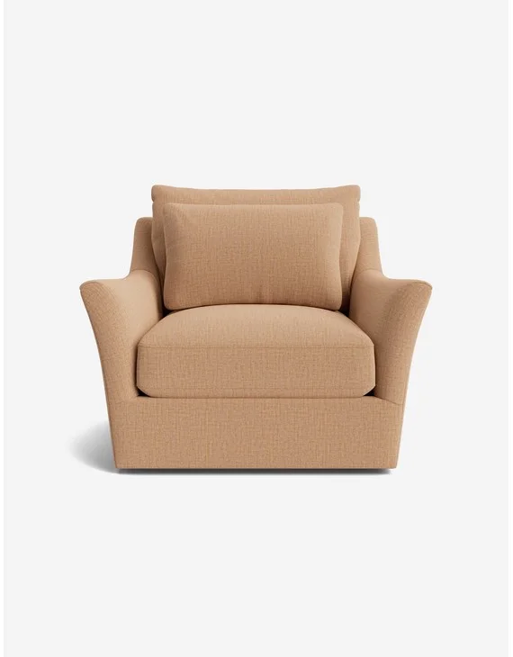Niven Swivel Chair - Camel Performance Linen