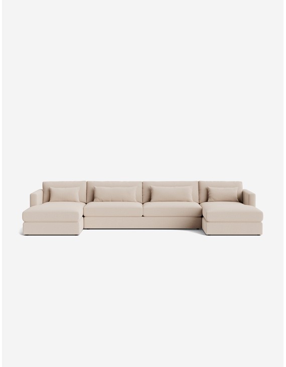 Durham U-Shaped Sectional Sofa - Talc Performance Linen