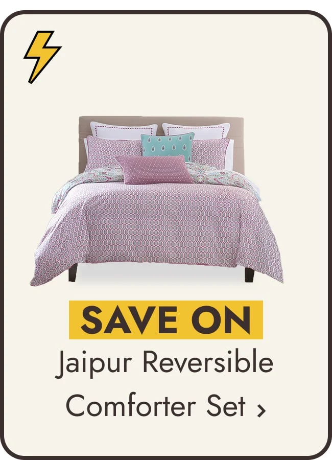 Jaipur Reversible Percale Cotton Comforter Set Magenta/Blue - Heirlooms of India
