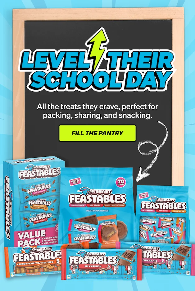 Level up their school day! All the treats they crave, perfect for packing, sharing, and snacking. Fill the pantry!