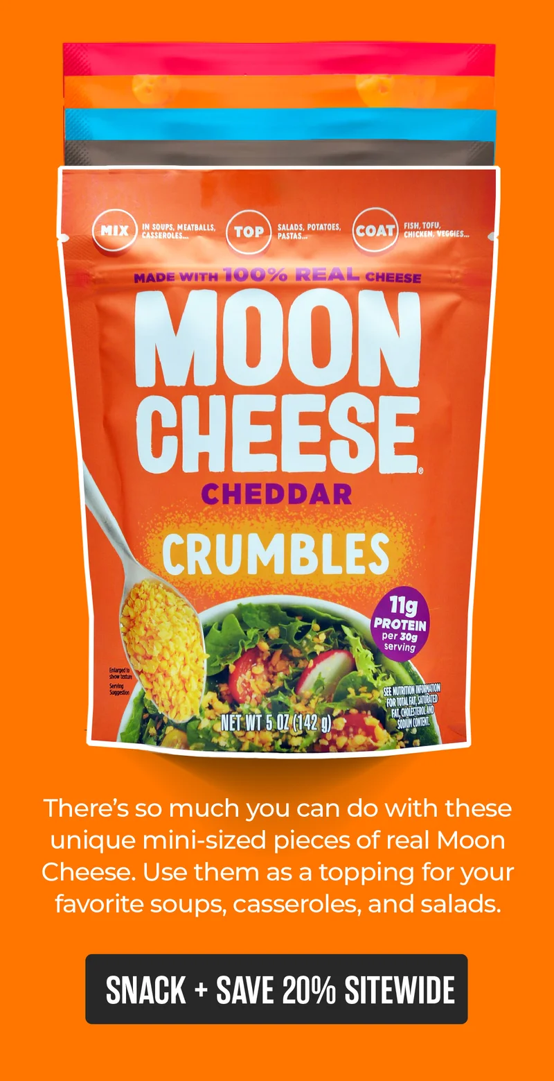 Moon Cheese | There’s so much you can do with these unique mini-sized pieces of real Moon Cheese. Use them as a topping for your favorite soups, casseroles, and salads.