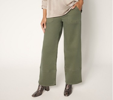 LOGO by Lori Goldstein Regular Color Full Length Wide Leg Jeans
